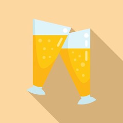 Wall Mural - Beer cheers icon flat vector. Drink toast