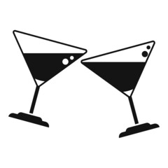 Wall Mural - Beach cocktail cheers icon simple vector. Toast party