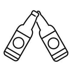 Sticker - Beer bottle cheers icon outline vector. Drink toast