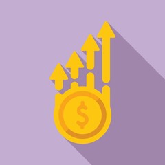 Wall Mural - Money increase icon flat vector. Mobile business