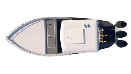 Ship Boat vessel 2 - Top view white background 3D Rendering Ilustracion 3D	