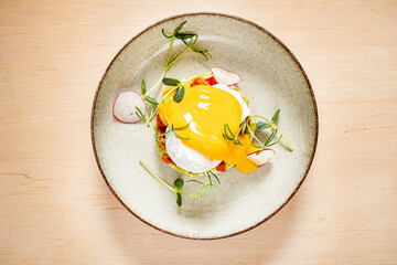 Canvas Print - Poached Egg And Avocado Puree On Toast