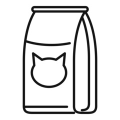 Sticker - Shop cat food pack icon outline vector. Pet feed