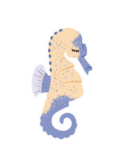 Canvas Print - flat cute seahorse