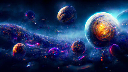 planets in space digital painting