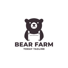 Wall Mural - bear logo with farmer concept vector icon symbol design illustration