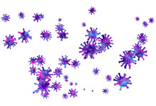 Coronavirus Covid 19. Virus Icon. Purple Virus Flat Design Illustration, 3d Render