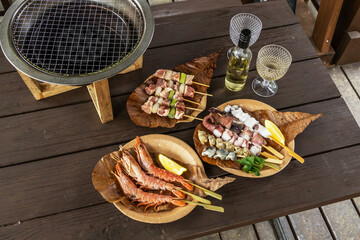 アウトドア料理　Outdoor lunch at the cottage