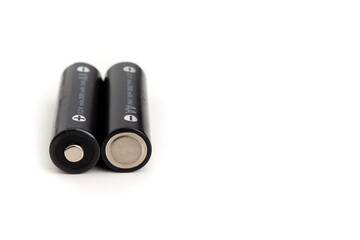 Two rechargeable battery over white background