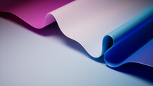Trendy 3D Gradient Background With Curvy Surface. Blue And Pink Wallpaper With Copy-Space.