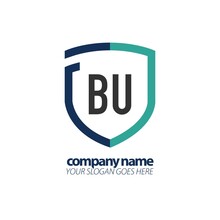 Initial Letter BU Shield Logo Line Art. Creative Badge Eagle Logo Design.
