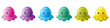 Octopus plush toy. Stuffed mood octopus, child isolated soft toy set. Cute color antistress logo. Two different sides. Happy and sad rainbow mood. Sea trendy logo. Popular Girl Boy anti stress toys.