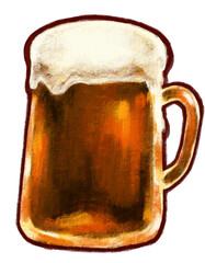 Wall Mural - Cold beer with foam alcohol booze drink hand digital painting illustration