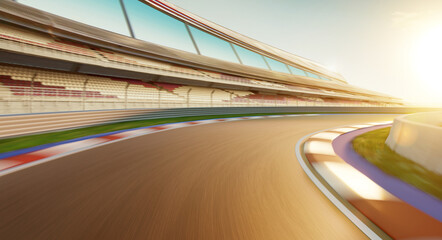 Wall Mural - Motion blurred racetrack,sunset mood