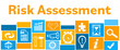 Risk Assessment Blue Orange Business Symbols Grid Top Text 
