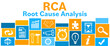 © ileezhun - RCA - Root Cause Analysis Blue Orange Business Symbols Grid Top Text