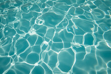 Abstract Turquoise Water Background Of Swimming Pool With Waves And Light Reflection