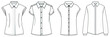flat sketch set of women's shirt blouse vector illustration