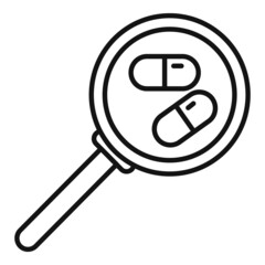 Poster - Search medical capsule icon outline vector. Online patient