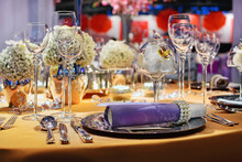 An Elaborate Table Setting At A Reception