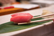 新鮮な本マグロの赤身の握り寿司。