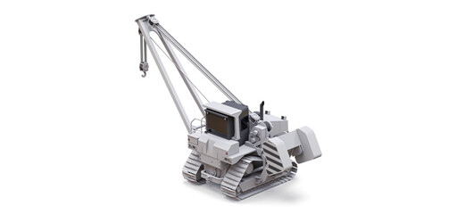 Wall Mural - White crawler crane with side boom. 3d rendering.