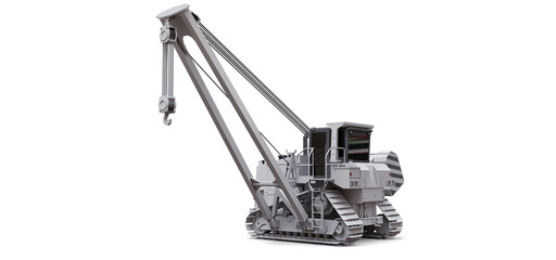 Wall Mural - White crawler crane with side boom. 3d rendering.