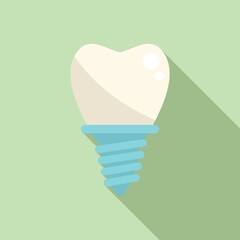 Sticker - Dental implant icon flat vector. Doctor family