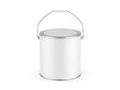 Paint bucket mockup template, white matte paint can with handle for branding and mock up, 3d render illustration