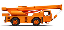 Orange Mobile Crane. Three-dimensional Illustration. 3d Rendering.