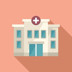 Wall Mural - Hospital building icon flat vector. Family doctor