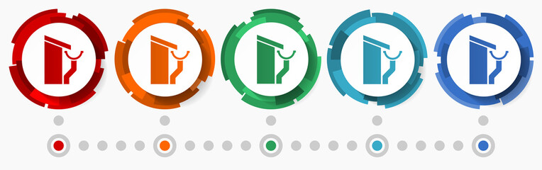 Aufkleber - Gutter service concept vector icon set, modern design abstract web buttons in 5 color options, infographic template for webdesign and mobile apps