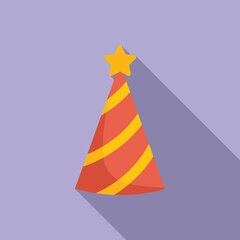 Sticker - Birthday cone cap icon flat vector. Task agenda