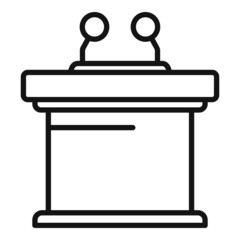 Sticker - Speaker tribune icon outline vector. Business time