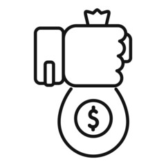 Canvas Print - Charity money bag icon outline vector. Donate help