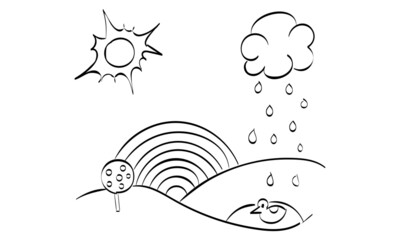 Sticker - Rainbow coloring page. Easy to print weather coloring page for kids 