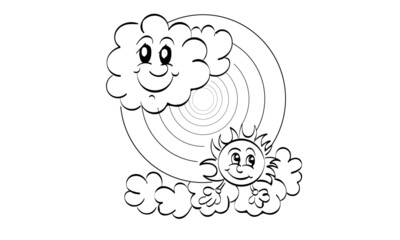 Sticker - Rainbow coloring page. Easy to print weather coloring page for kids 