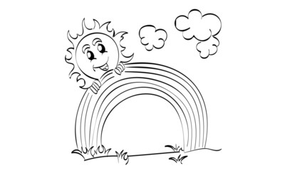 Sticker - Rainbow coloring page. Easy to print weather coloring page for kids 