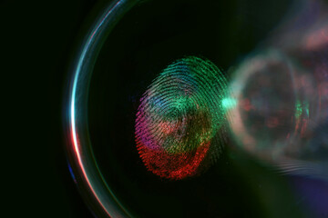 Aufkleber - Beautiful abstract green, red colored  fingerprint on background texture for design. Macro photography view.