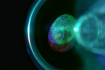 Aufkleber - Beautiful abstract green colored  fingerprint on background texture for design. Macro photography view.