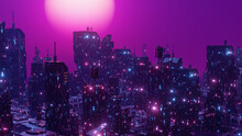 Cyberpunk Futuristic Neon Skyscraper Cyber Punk City Concept Background 3d Render