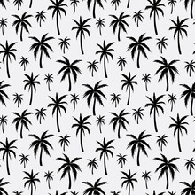 Black White Palm Trees Repeat Pattern Design Illustration