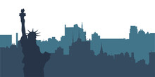 Silhouette New York Skyline Background In Flat Style Vector New-York City Building Silhouette 