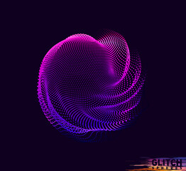 Wall Mural - abstract vector colorful mesh on dark background. futuristic style card. corrupted point sphere