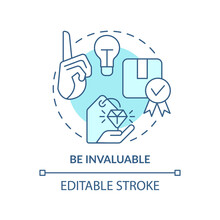 Be Invaluable Turquoise Concept Icon. Communication Part Abstract Idea Thin Line Illustration. Dependable Salesperson. Isolated Outline Drawing. Editable Stroke. Arial, Myriad Pro-Bold Fonts Used