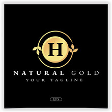 Nature Gold Letter H Logo Premium Elegant Template Vector Eps 10