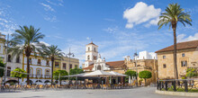Restaurant In Front Of The Santa Maria Cathedral In Merida, Spain