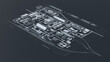 © Filipp - Industrial infrastructure in isometry on a dark background. The territory of a large factory with a railway, buildings and a pipeline. Mine complex, top view. 3d illustration