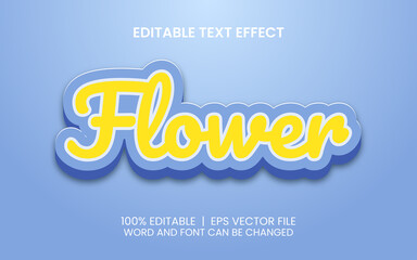 Wall Mural - editable text effect with realistic colorful flower style