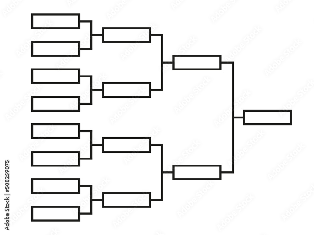 Templates of vector tournament brackets for 15 teams. Blank bracket template